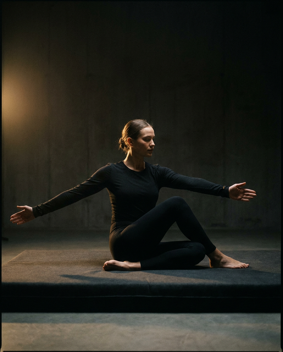 A controlled spine twist on the mat